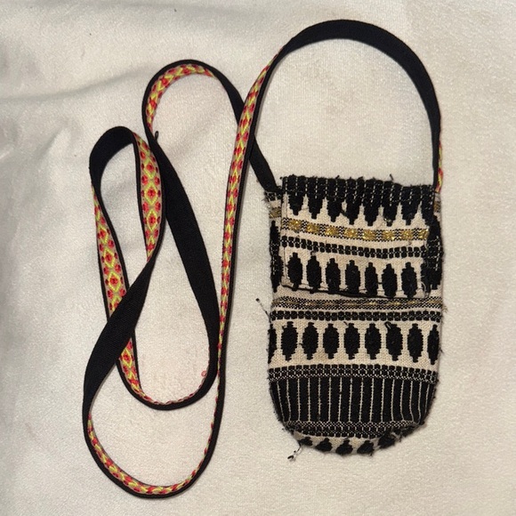 Source Unknown Handbags - Black and White Patterned Crossbody Mini Boho Indie Snap Button Colorful Bag